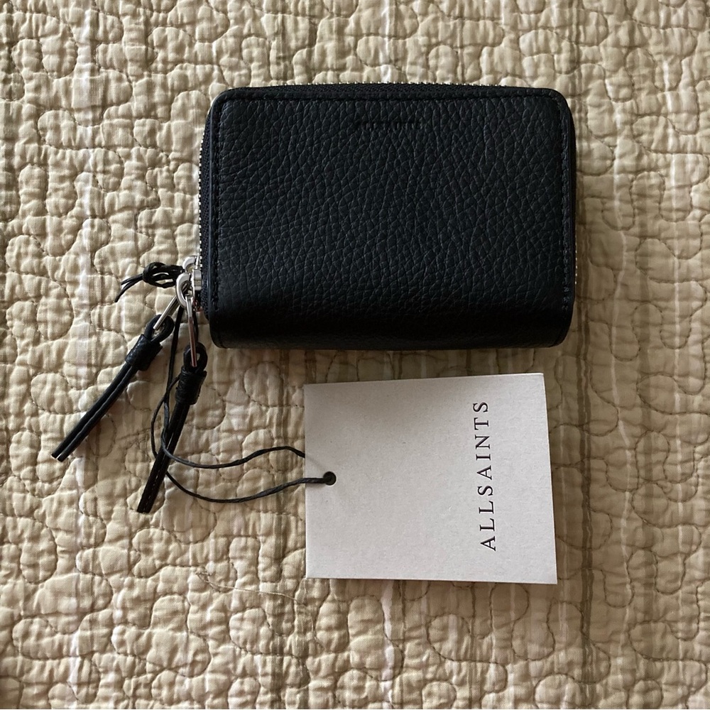 NWT AllSaints Fetch Card Wallet in Black